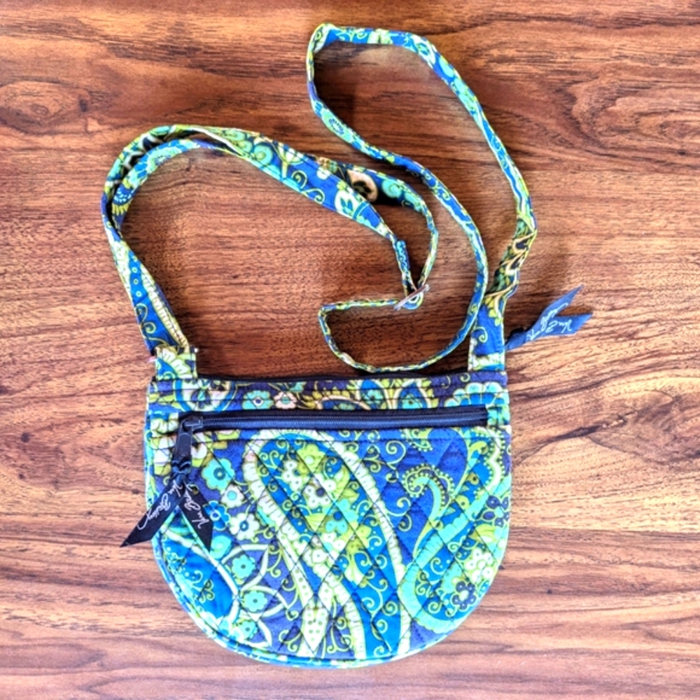 Vera Bradley Lizzy Small Crossbody Shoulder Bag Purse Rhythm & Blues Print Green - Picture 2 of 4